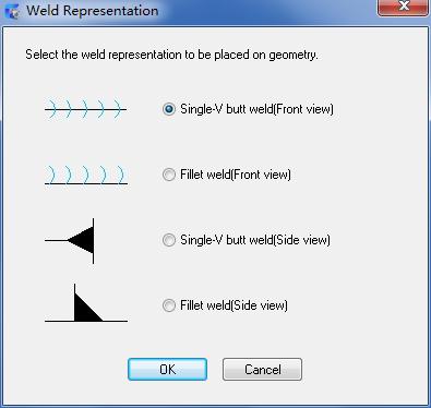 Symbol Types Weld Representation Ribbon: Annotate tab Symbol panel drop-down Weld Representation Keyboard command: GMSIMPLEWELD Draws seam and fillet welds on ellipses, circles, arcs,
