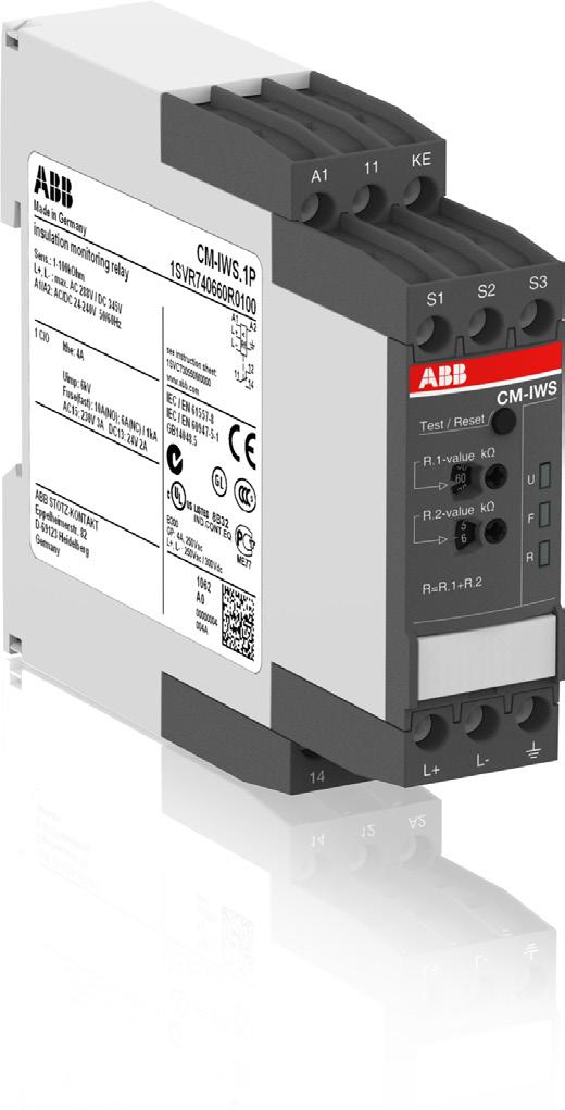 Data sheet Insulation monitoring relay CM-IWS.1 For unearthed AC, DC and mixed AC/DC systems up to U n = 250 V AC and 300 V DC The CM-IWS.