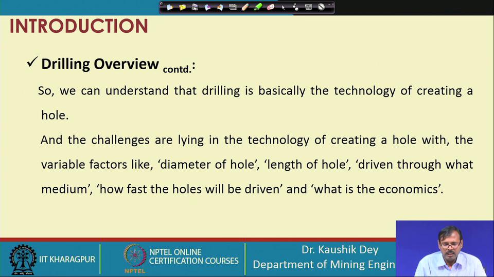 (Refer Slide Time: 02:57) So, basically drilling is being carried out for several purposes, several uses are there.