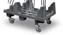 It includes 4 casters, 2 of them with locking mechanism, made of galvanized steel sheet.