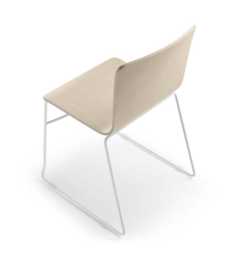 STATIONARY CHAIR FIXED SLED CANTILEVER Perforated polypropylene (variable thickness of 6-8 mm) Fully upholstered (foam thickness of 5 mm)/ Wooden (10 mm thick beech polylaminated) Seat Without