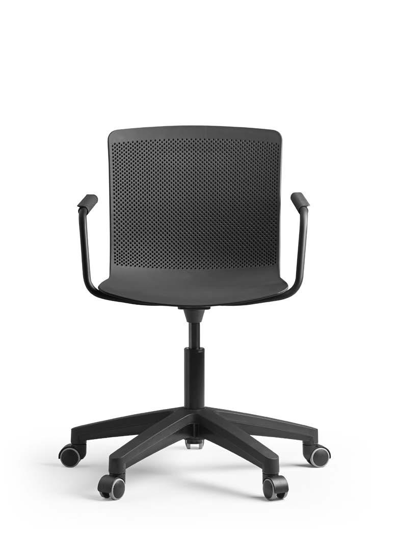 SWIVEL CHAIR WITH GAS MECHANISM Perforated polypropylene (variable thickness of 6-8 mm) / Fully upholstered (foam thickness of 5 mm) Arms Without arms With arms Seat Without upholstery / Upholstered