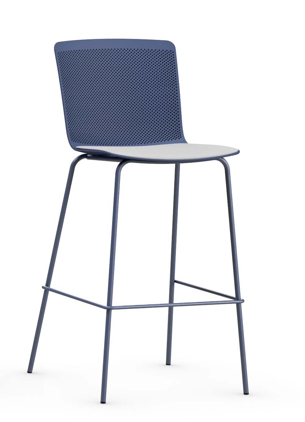 STATIONARY CHAIR HIGH Perforated polypropylene (variable thickness of 6-8 mm) Fully upholstered (foam thickness of 5 mm) Wooden (10 mm thick beech polylaminated) Seat Without upholstery