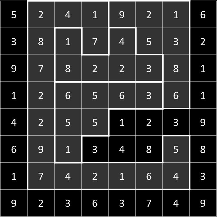 (a) [ 10 Points ] Suppose you are given an n n polyomino game board with a number written on each cell, where n = 2 k for