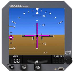 SA4550 Control and Display Layout Pitch Scale Horizon Line Sky Pointer Zero Bank Index Annunciators (highlight shown for ALT and HDG) Flight Director Command Bar Fast-Slow Indicator Localizer