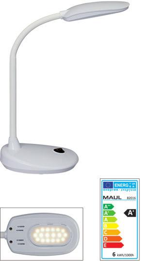 DESK LUMINAIRES LED Desk Luminaire MAULflexi Compact but powerful Good illumination of a limited area Extremely low consumption: 80% less consumption than a conventional light bulb Stable arm with