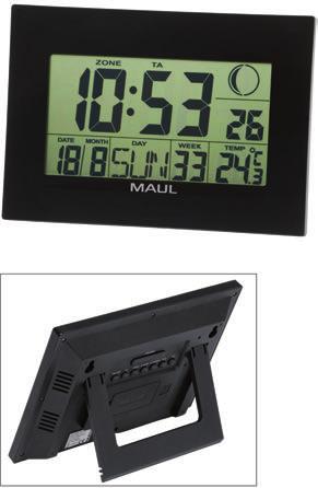 »WORKPLACE DESIGN WALL CLOCKS Wall and Table Clock MAULflow, digital Precise: digital time display to the second by radio signal Overlook everything at a glance: displays the week day and the week