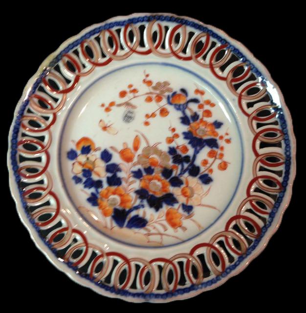 2 LSDArt.com - Leonard Davenport Fine Arts Plate basket cut reticulated 9 diam porcelain 17 - e.