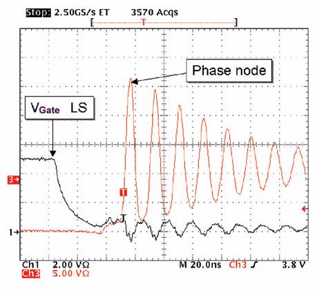 Figure 11. Snubber Circuit Effect on Strip MOSFET Switching: Without Snubber Note: V GS =2V/div, V DS =5V/div, time=20ns/div.