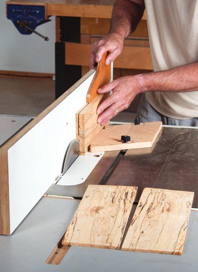 Here, the panel consists of two mirrormatched boards at the center flanked by two outer mirror-matched boards. Align the joints very carefully to minimize sanding afterward.