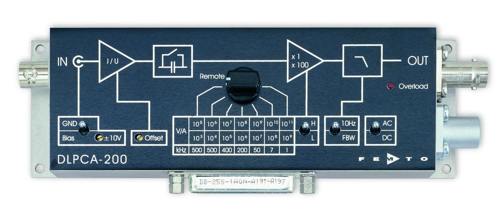 Features Transimpedance (Gain) Switchable from 1 x 10 3 to 1 x 10 11 V/A Bandwidth DC / 1 Hz... 500 khz Bandwidth Switchable to DC.