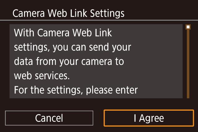 Registering CANON image GATEWAY Link the camera and CANON image GATEWAY by adding CANON image GATEWAY as a destination Web service on the camera.