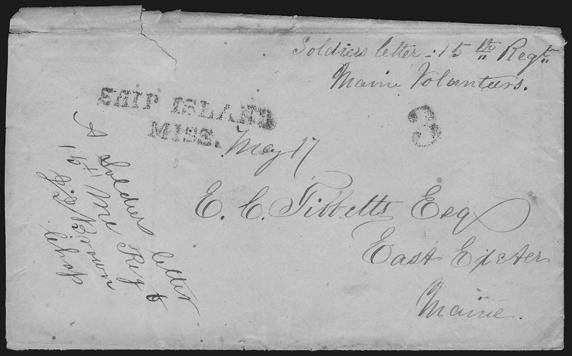 110 The Maine Genealogist [August written on the back of the envelope. 3 A Gilson Mendall served as a private and then corporal with the 9th Maine Infantry, 4 and this regiment was near Washington, D.