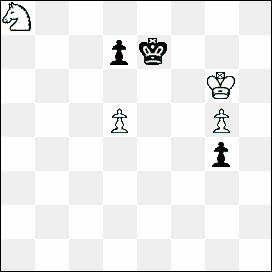 Bazlov (Russia) 1 st prize. 1.Re4+ Kxe4 2.Kxe2/I. g1n+ /II 3.Ke1 Rxh3 4.Kf2 Nf3 5.Bf1 Rh2+ 6.Kg3 Rh8 7.Bg2 Rf8 8.