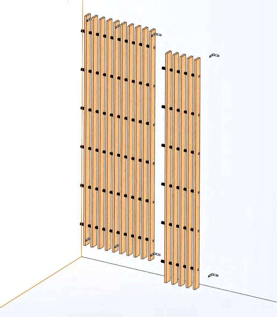 Linear Wood - Dowel Grille - Wall Mounting Detail Angle Bracket Dowel Grille Wall Angle Bracket When wall mounting of Dowel Grille is required the Grille is attached to the wall with the addition of