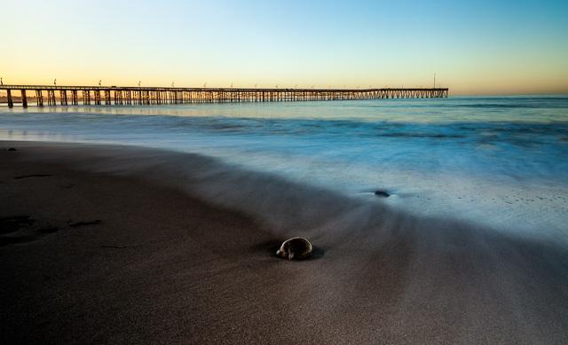 Photograph 10: Blue Water & Rocks at Ventura Pier Size: 25 cm x 43 cm This image was made in Ventura, California at sunrise.