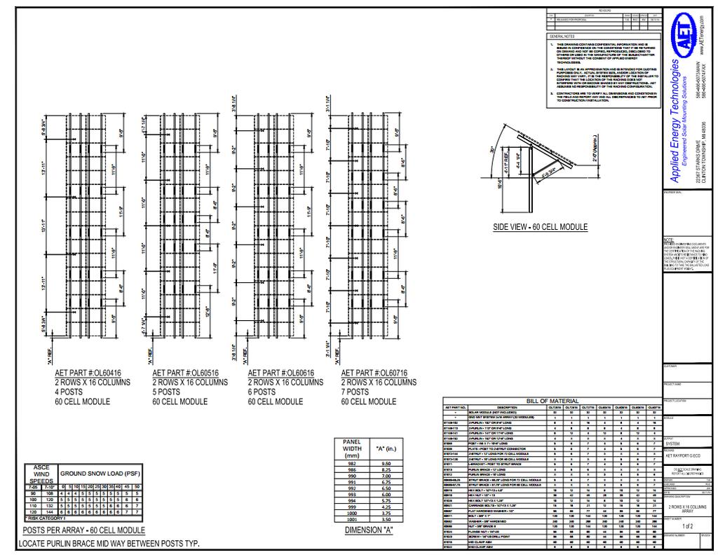 5. Appendix C AET Dealer Kit Array Drawing 17. AET Dealer Kit Array Drawing An example of a AET Dealer Kit Array drawing is shown in figure 17b. Dealer kits range in size from 2x6 to 2x20 arrays.