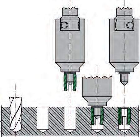 The rotatable outer shell of the tool must be resting against the outer visible stop pins at the beginning of the turning process so that it is driven by the pins in the clockwise direction. 3.