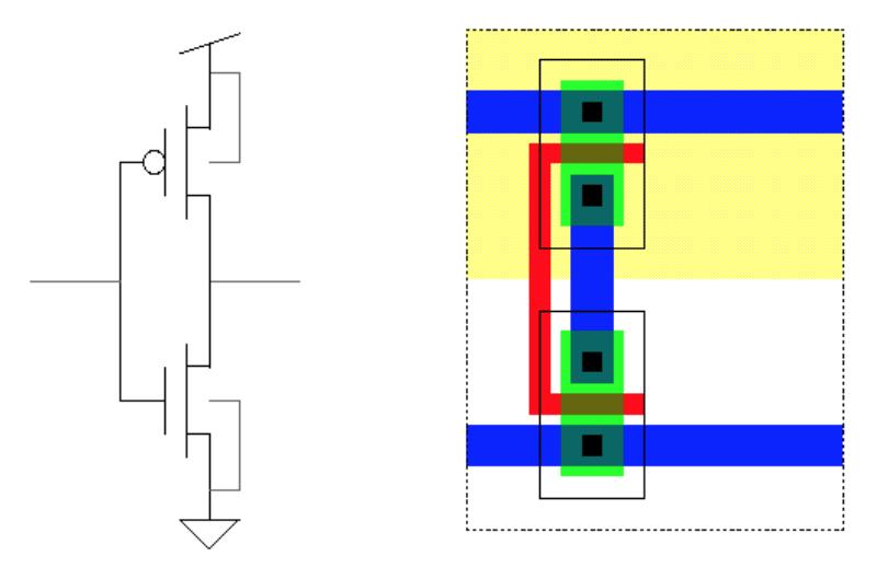 (active, select and poly) 19 20 Layout Example: CMOS Inverter