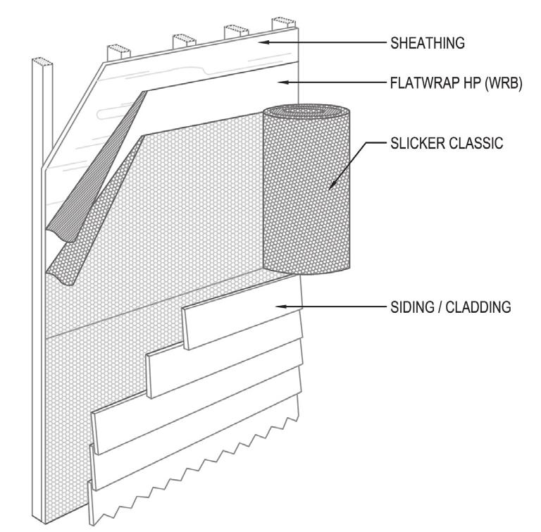 General Installation Step 1: Install sidewall sheathing material over studs and apply a water resistive barrier (e.g. FlatWrap HP) per manufacturer s instructions.