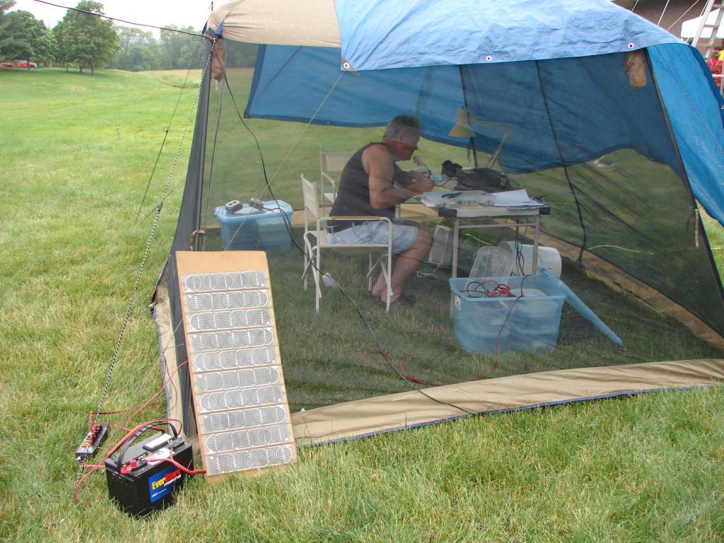 W1HP p 4 Field Day Bonuses Natural Power QSOs Photo of solar power charging battery while making Q s plus portion of log in ADIF format <Call:4>K8DF <Qso_Date:8:d>20080628 <Band:3>20M