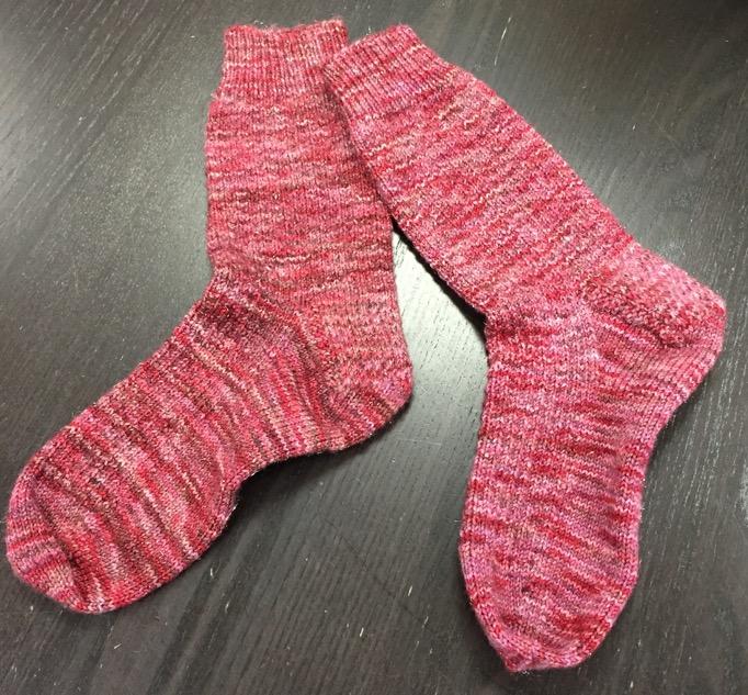 biz Monday night Katie, from Beginning Pick-a-project class, just finished her first pair of socks and