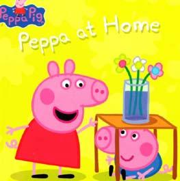 Granny Pig loves her parrot. Pretty Polly! There are lots of fun things to do at home. Peppa eats spaghetti in the kitchen. Yummy-yummy! Oink!