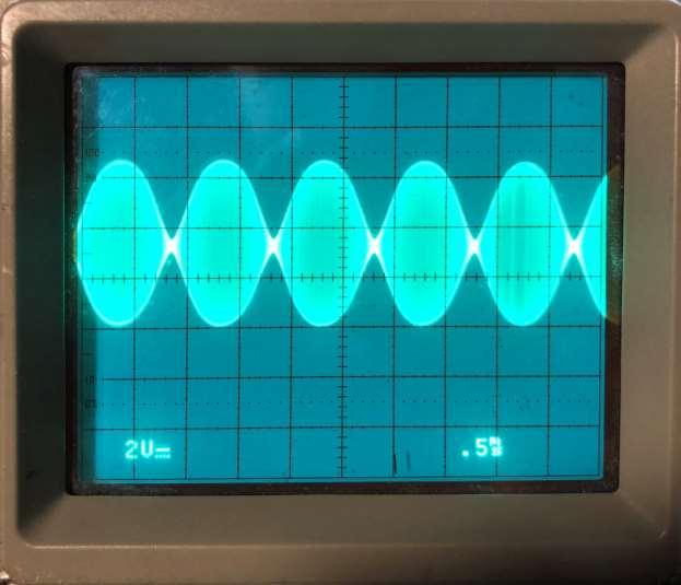 The above picture was obtained using a digital scope. The next photo is from a Tektronix 2245A analog oscilloscope.