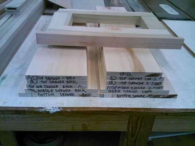 The front of the drawers are made with half blind dovetails.