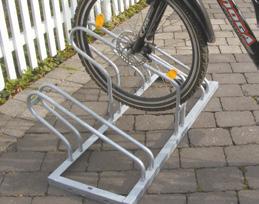 Bicycle rack Sturdy and space-saving due to alternating high and low racks.