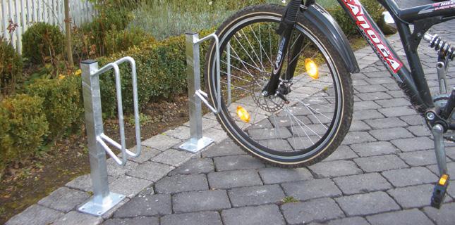 Bicycle rack Individual stands stand of Ø 12 mm round steel welded to vertical tube 40 x 40 mm height approx. 500 mm above ground, hot-dip galvanized Individual stand for casting in concrete Approx.