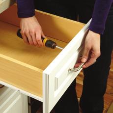 Only a screwdriver, hammer and wood glue are required for cabinet assembly.