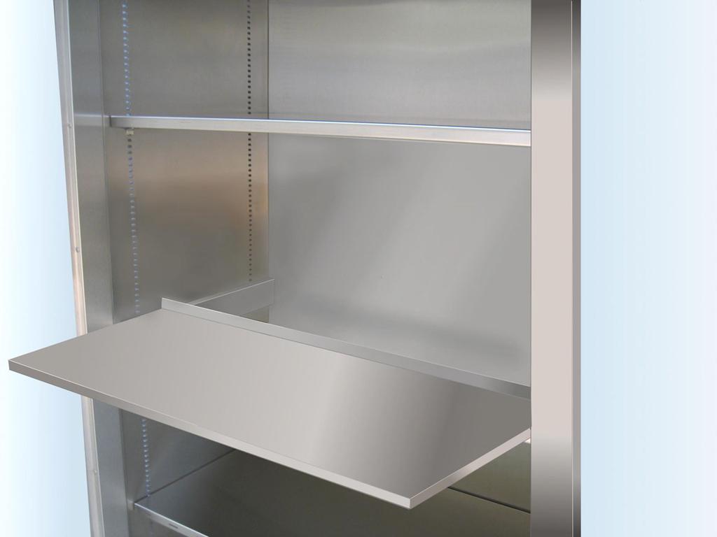 locks in place and can be used as a convenient work surface Shelf glides smoothly on ball bearing drawer slides