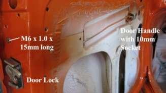 Install both door striker plates on the VW body with