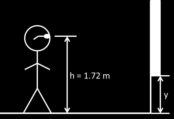 The next two questions pertain to the following situation: Bob stands in front of a flat mirror whose bottom is a height y above the floor, as shown in the figure. Bob s eyes are 1.