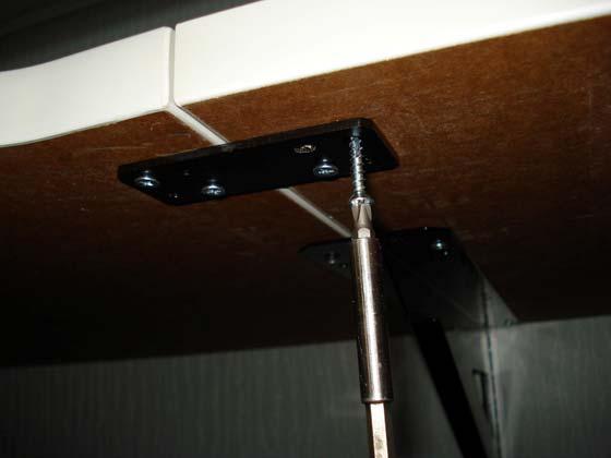 For worksurfaces. Use at least 2 screws at the front of pedestal.