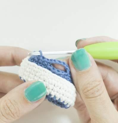Keep crocheting normally until you reach that part again.