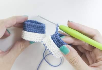 Crochet two legs and once you ve reached the part where our