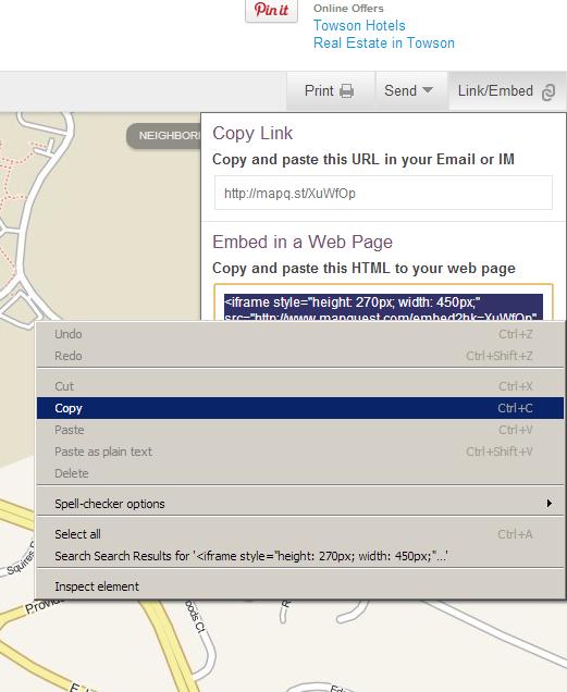 Embed a Map on your Office Location Page Just like the video earlier, a box with the embed code will open, click