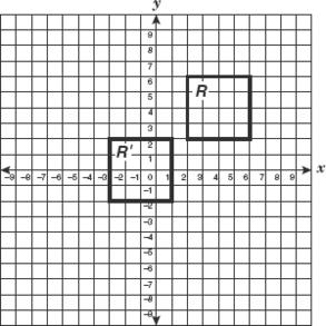 18 The vertices of square R were translated to form the vertices of square R. Which of the following best describes the translation?