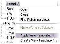 47 Change to the Level 2 view. In the project browser, right-click Floor Plan Level 2. Click Apply View Template. Select Roof Plan View Template from the list.