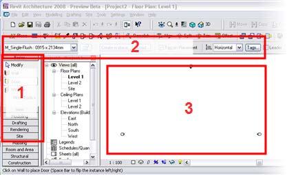Revit Architecture Workflow This section describes adding objects using the design bar and the options bar in sequence.