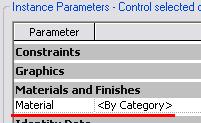 Associate the Family Parameter to the Properties of the 3D Geometry 5 Select all 3D geometry, and click Properties. The material parameter is a hard-coded property of a solid extrusion.