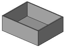 10 Create a void to cut away the inside of the box: On the design bar, click Void Form > Void Extrusion. Draw a rectangle on the interior side of the existing solid.