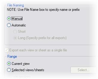 13 In the Export dialog box: Under File Naming, click Manual.