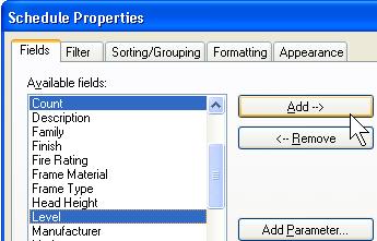 11 Right-click the schedule table. Click View Properties. In the Element Properties dialog box, next to Fields, click Edit.