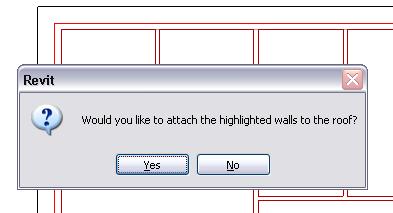 40 A dialog box asks if you want to attach the highlighted walls to the roof. Click Yes.