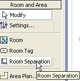 28 On the Room and Area design bar click Room Separation. 29 Draw lines from wall to wall at the treads. Click Modify.