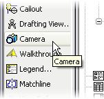 49 On the View design bar, click Camera. 50 Select a point at the lower left to place the camera (camera icon in image).