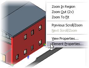 2 Right-click one of the exterior walls. Click Elemental Properties.